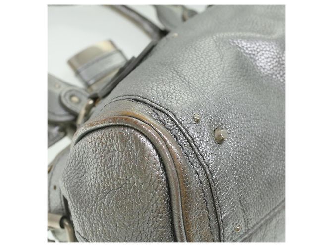 Chloé Chloe Paddington Borsa A Mano In Pelle Argento 01-06-53 auth 37625 - vista 9