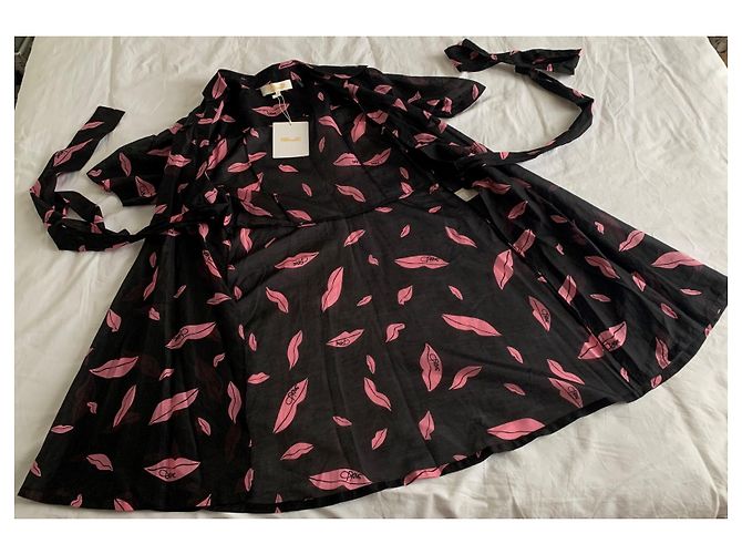 Abito Diane Von Furstenberg Nero e Rosa Seta Cotone - vista 11