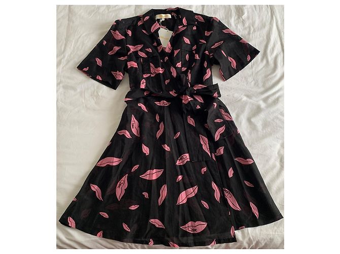 Abito Diane Von Furstenberg Nero e Rosa Seta Cotone - vista 2