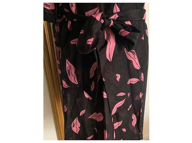 Abito Diane Von Furstenberg Nero e Rosa Seta Cotone - vista 6