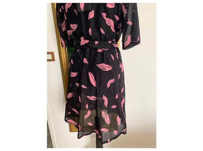 Abito Diane Von Furstenberg Nero e Rosa Seta Cotone - vista 7