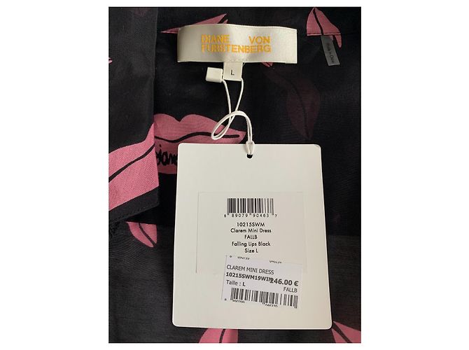 Abito Diane Von Furstenberg Nero e Rosa Seta Cotone - vista 8