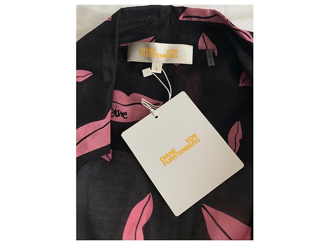 Abito Diane Von Furstenberg Nero e Rosa Seta Cotone - vista 9