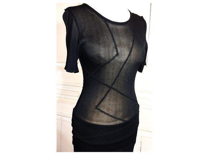 Karl Lagerfeld LAGERFELD TOP TUNIC PULLOVER LIGHT TRENDY GRAPHIC MESH T 34/36/38 Schwarz - Ansicht 2