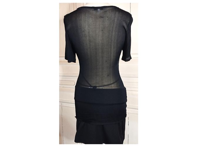 Karl Lagerfeld LAGERFELD TOP TUNIC PULLOVER LIGHT TRENDY GRAPHIC MESH T 34/36/38 Schwarz - Ansicht 3