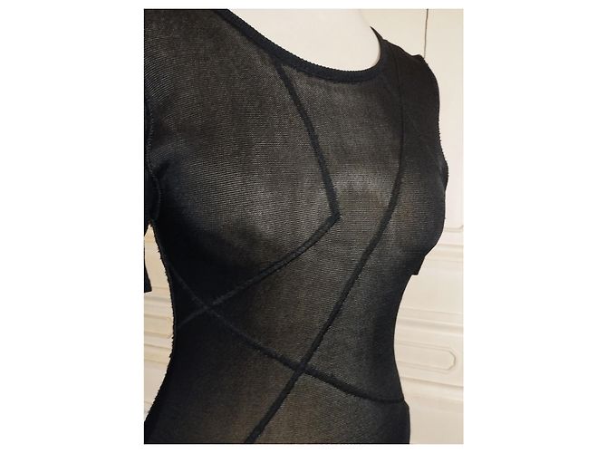 Karl Lagerfeld LAGERFELD TOP TUNIC PULLOVER LIGHT TRENDY GRAPHIC MESH T 34/36/38 Schwarz - Ansicht 6