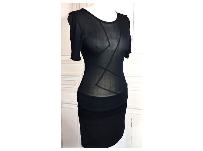 Karl Lagerfeld LAGERFELD TOP TUNIC PULLOVER LIGHT TRENDY GRAPHIC MESH T 34/36/38 Schwarz - Ansicht 8