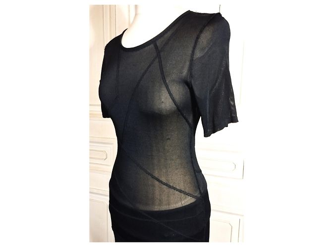 Karl Lagerfeld LAGERFELD TOP TUNIC PULLOVER LIGHT TRENDY GRAPHIC MESH T 34/36/38 Schwarz - Ansicht 9