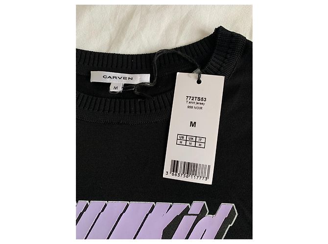 Camiseta Carven negra con estampado púrpura de algodón M Negro - vista 3
