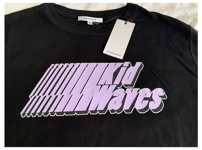 Camiseta Carven negra con estampado púrpura de algodón M Negro - vista 6