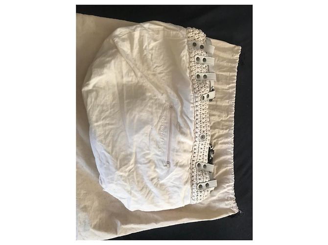 Borsa a tracolla Gerard Darel Dublin in cotone color guscio d'uovo Bianco sporco - vista 3