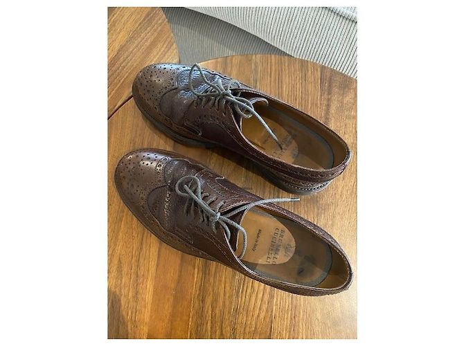 Brunello Cucinelli Scarpe stringate in pelle marrone scuro - vista 2