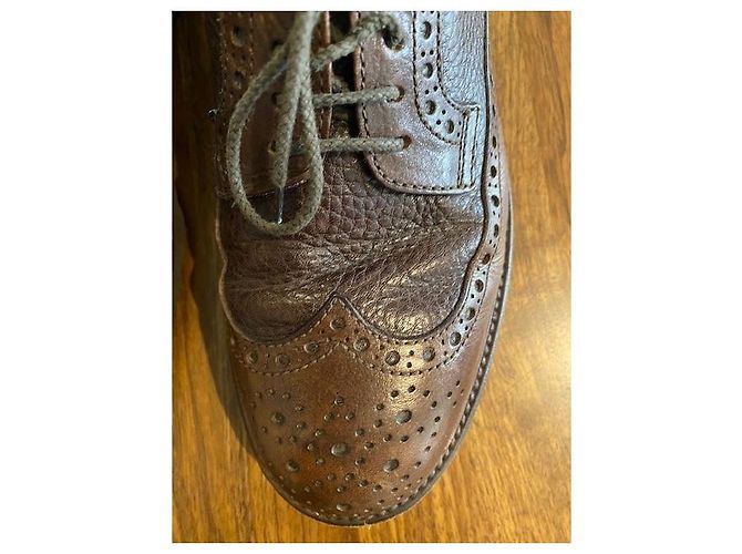 Brunello Cucinelli Scarpe stringate in pelle marrone scuro - vista 3