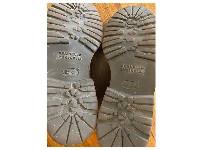 Brunello Cucinelli Scarpe stringate in pelle marrone scuro - vista 7