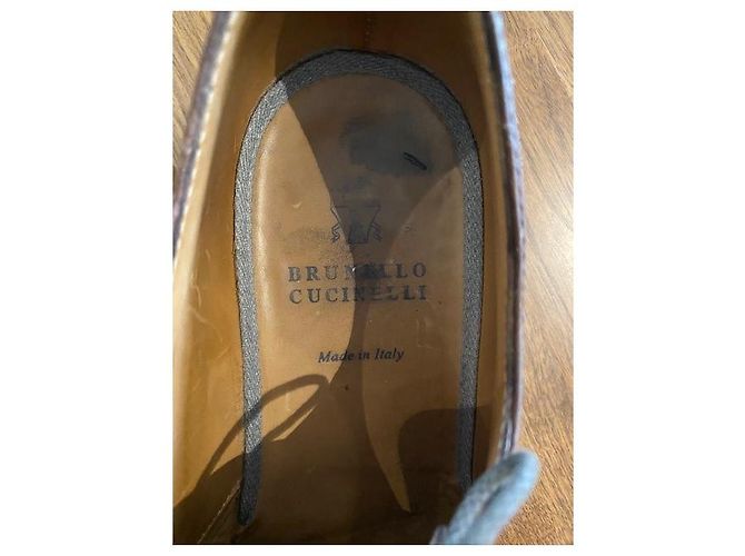 Brunello Cucinelli Scarpe stringate in pelle marrone scuro - vista 8