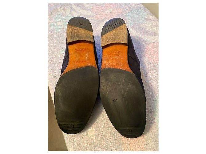 Scarpe stringate Hermès in nubuck blu navy - vista 4