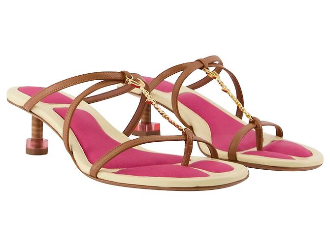 Ciabatte Les Sandales Basses Pralu - Jacquemus - Marrone Chiaro - Pelle - vista 2