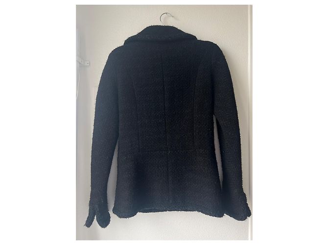 Chanel black wool jacket with braided edges - view 3