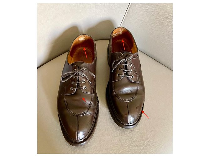 Derby JM Weston mezza altezza con suola da golf - Vintage T. 7 E (se 41) Marrone scuro - vista 16