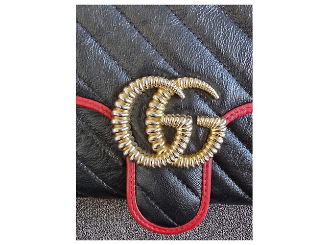 Borsa a mano Gucci Marmont in pelle nera Nero - vista 3