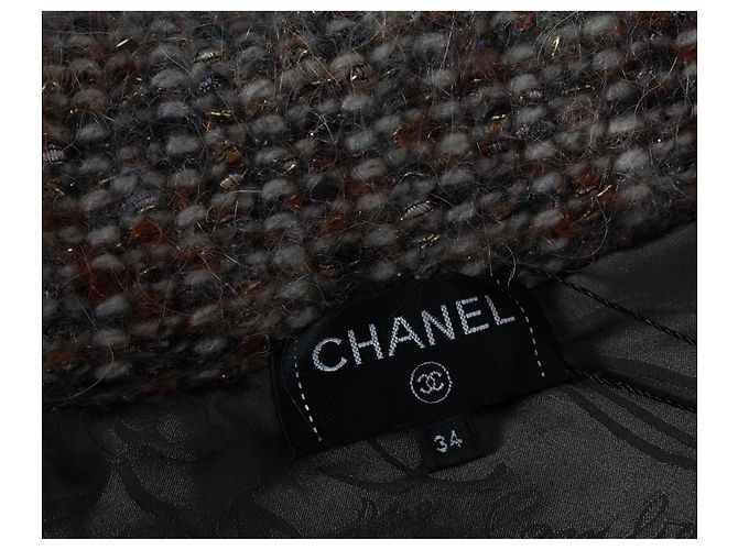 Giacca con zip in pelliccia Chanel in cashmere marrone e mohair - vista 4
