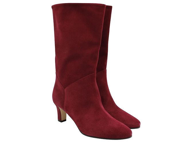 Alberta Ferretti Ruby Red Suede Boots - view 2