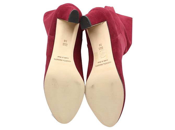 Alberta Ferretti Ruby Red Suede Boots - view 5