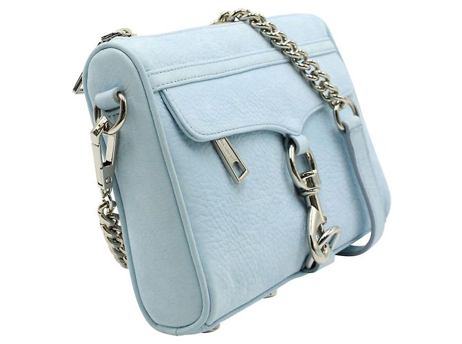 Rebecca Minkoff Bolsa transversal azul bebê com corrente prateada - vista 2