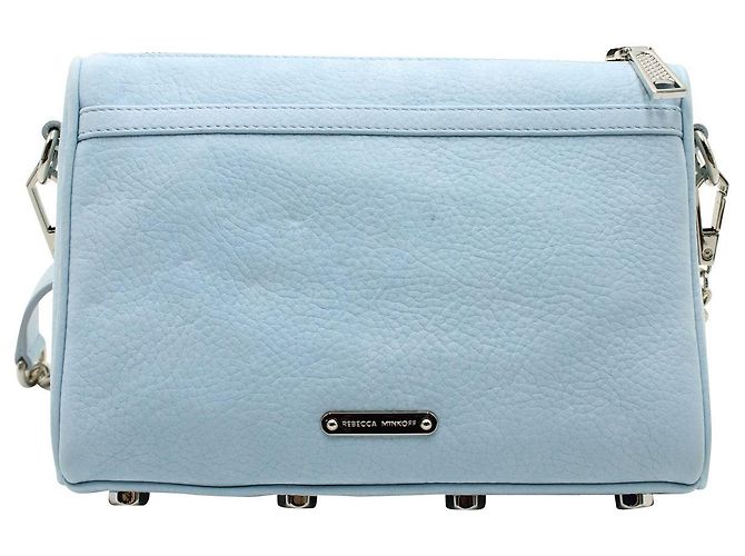 Rebecca Minkoff Bolsa transversal azul bebê com corrente prateada - vista 3