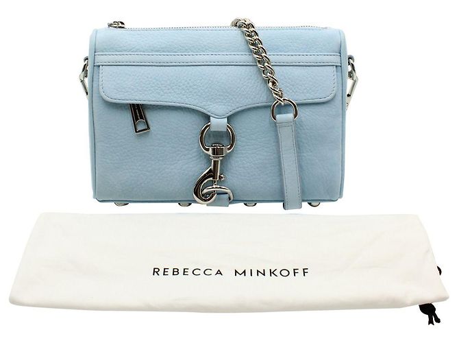 Rebecca Minkoff Bolsa transversal azul bebê com corrente prateada - vista 6
