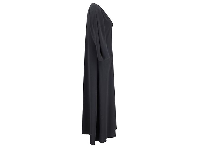 Totême Toteme Maxikleid mit Viertelärmeln aus schwarzem Polyester - Ansicht 2