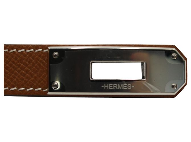 Hermès Hermes Kelly Gürtel aus braunem Epsom-Kalbsleder Leder - Ansicht 5