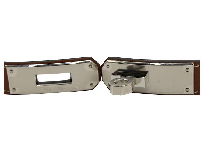 Hermès Hermes Kelly Gürtel aus braunem Epsom-Kalbsleder Leder - Ansicht 6