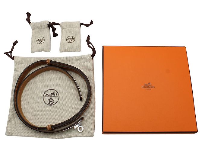 Hermès Hermes Kelly Gürtel aus braunem Epsom-Kalbsleder Leder - Ansicht 7