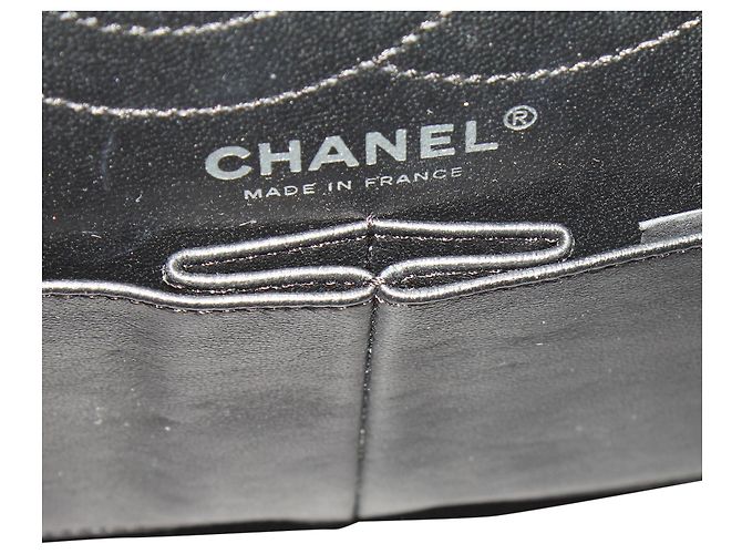 Mademoiselle Ristampa Chanel 2.55 Borsa con patta in pelle di agnello nera a righe Nero - vista 7