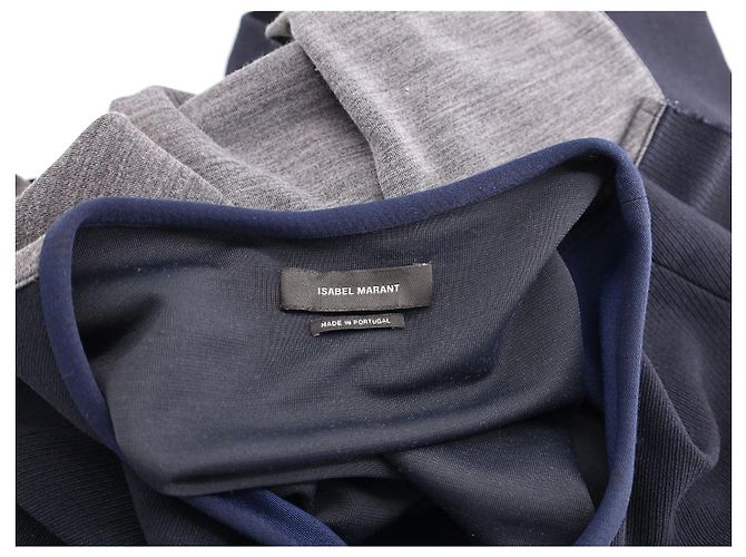Isabel Marant Abito Deena a pannelli bicolore in lana blu navy - vista 4