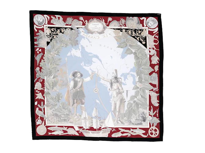 Foulard Le Canada di Hermès Samuel De Champlain 90 in Seta Multicolore - vista 10