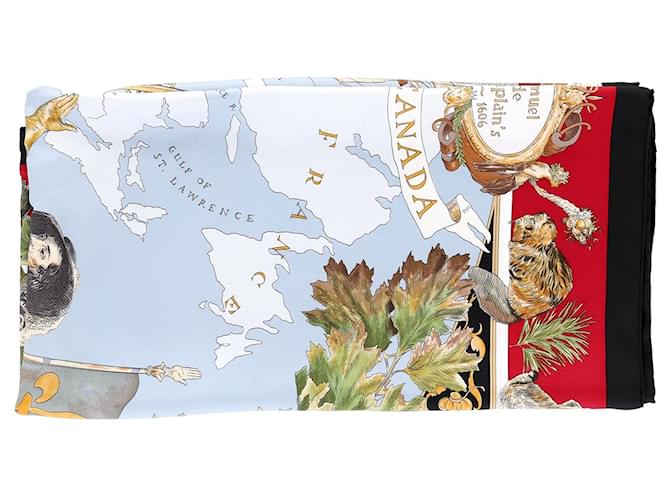 Foulard Le Canada di Hermès Samuel De Champlain 90 in Seta Multicolore - vista 3