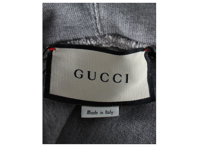 Gucci The Face Kapuzenjacke aus grauer Baumwolle - Ansicht 3