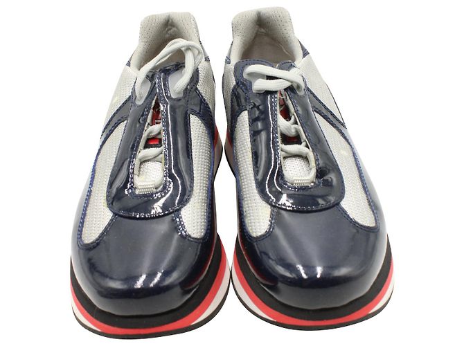 Sneakers Prada America's Cup in vernice multicolor e rete - vista 2