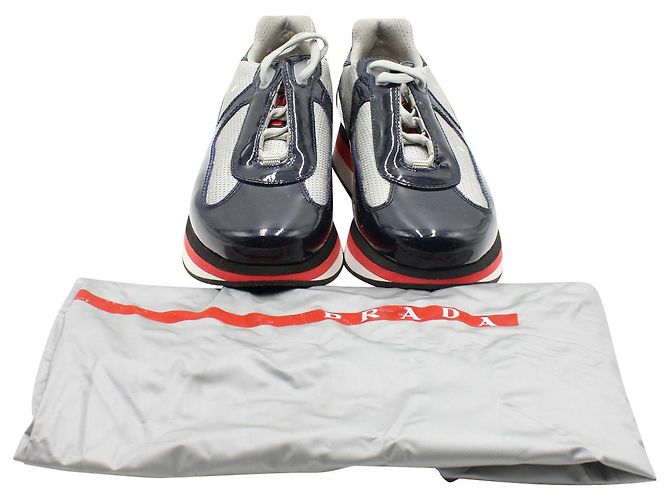 Sneakers Prada America's Cup in vernice multicolor e rete - vista 8