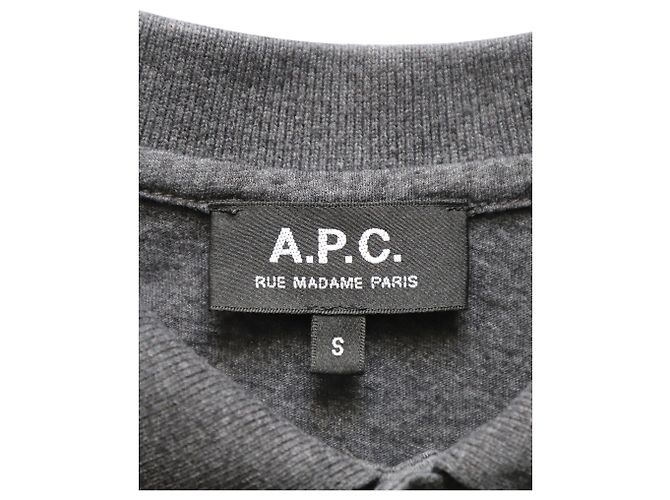 Apc alla.P.C. Polo con logo ricamato in cotone grigio - vista 4