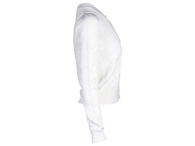Hermès Hermes-Strickjacke mit Knopfleiste vorne aus weißer Viskose - Ansicht 2