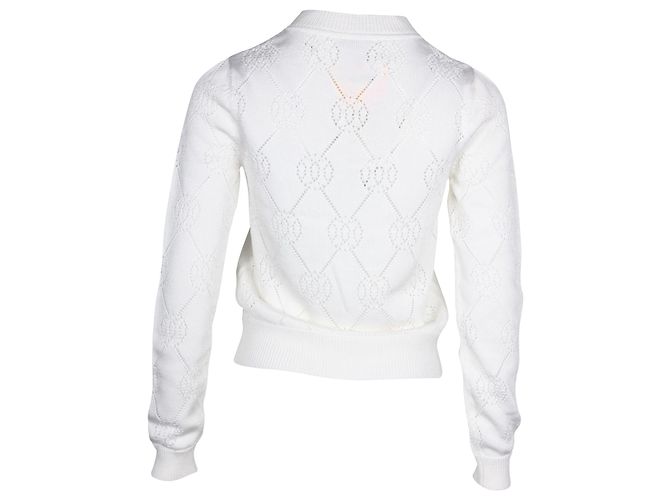 Hermès Hermes-Strickjacke mit Knopfleiste vorne aus weißer Viskose - Ansicht 3