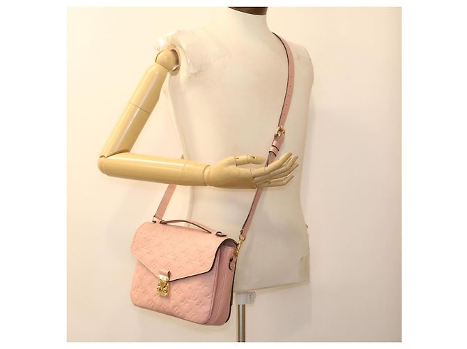 LOUIS VUITTON Empreinte Pochette Metis MM Hand Bag 2way Pink M44018 LV Auth S106 - view 27