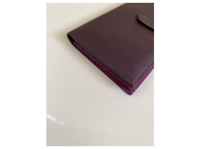 Cartera larga Hermès Béarn Soufflet de piel Epsom Rouge Sellier - vista 10