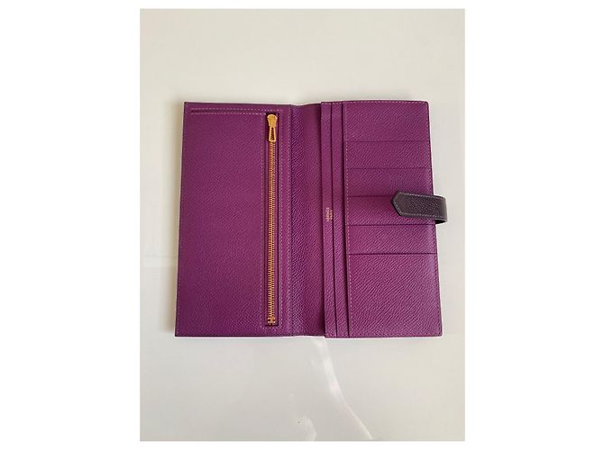Cartera larga Hermès Béarn Soufflet de piel Epsom Rouge Sellier - vista 13