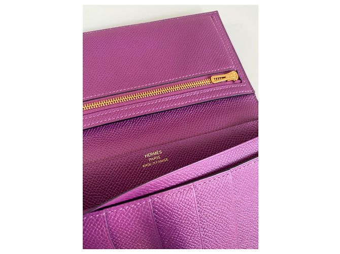 Cartera larga Hermès Béarn Soufflet de piel Epsom Rouge Sellier - vista 14