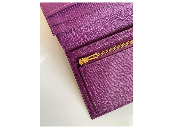 Cartera larga Hermès Béarn Soufflet de piel Epsom Rouge Sellier - vista 15