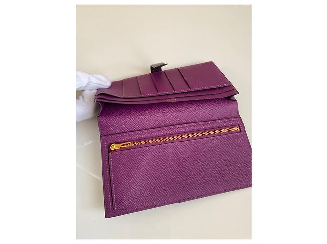Cartera larga Hermès Béarn Soufflet de piel Epsom Rouge Sellier - vista 17
